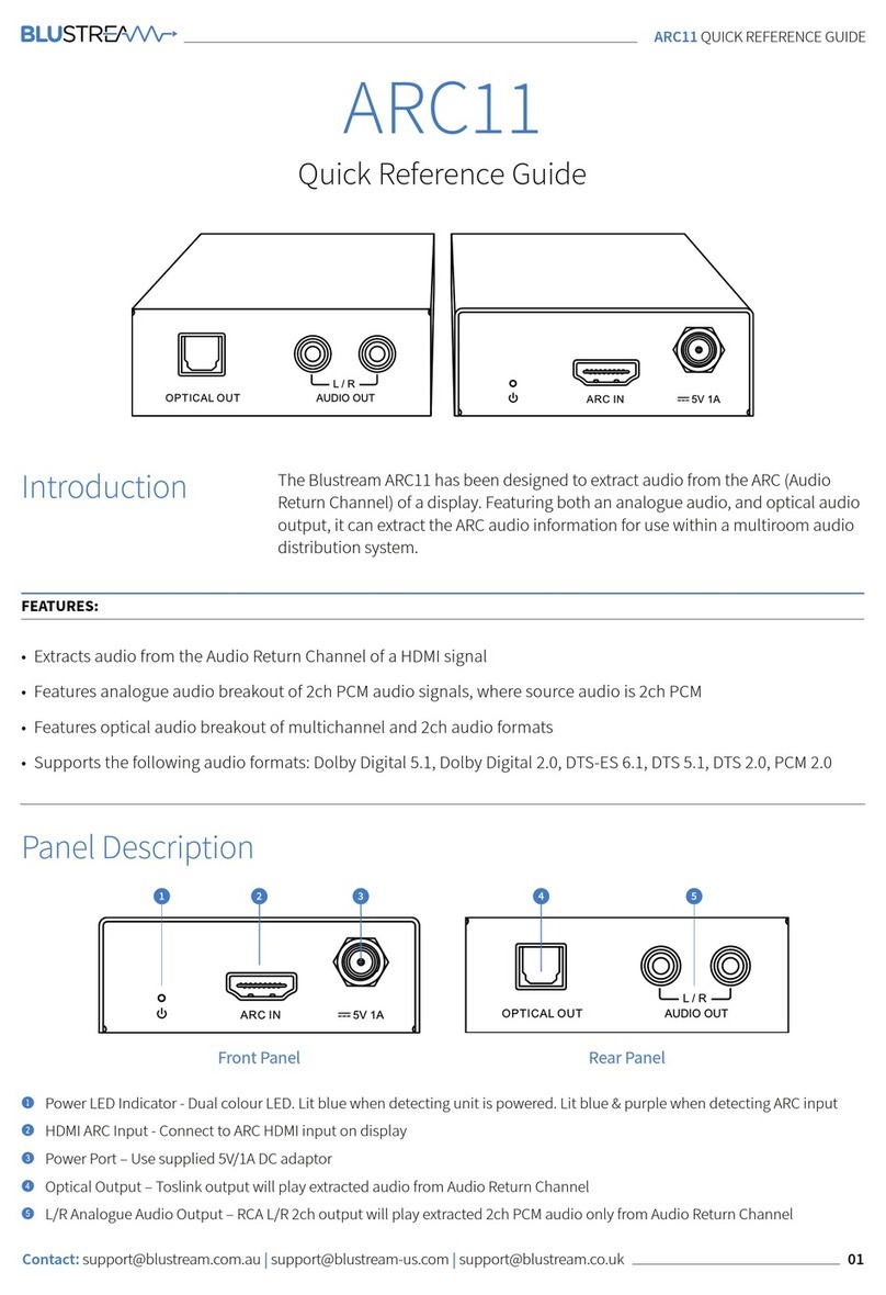 Bluestream ARC11 Quick reference guide