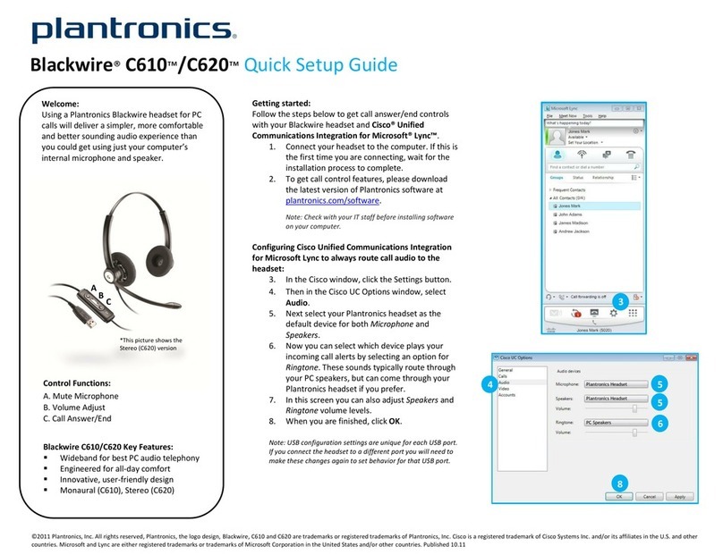 Plantronics Blackwire C620 Quick setup guide