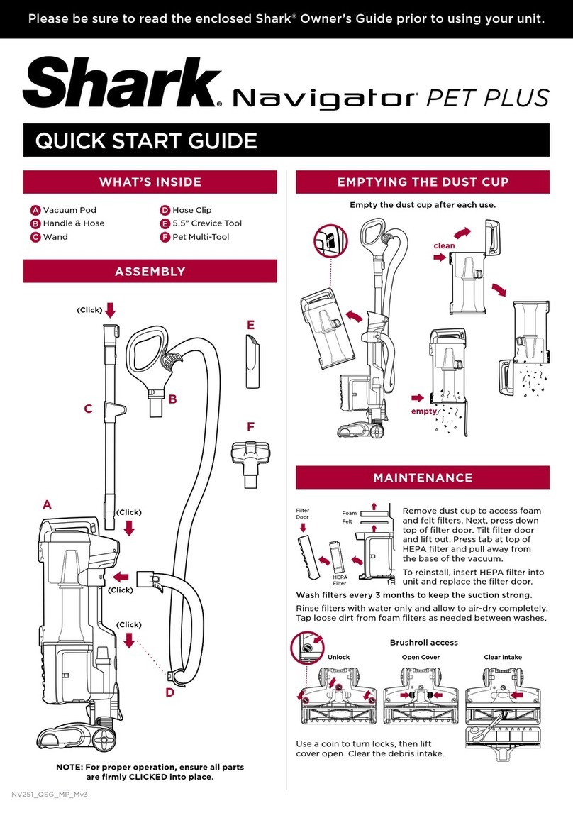 Shark Navigator Pet Plus NV251 Series User manual