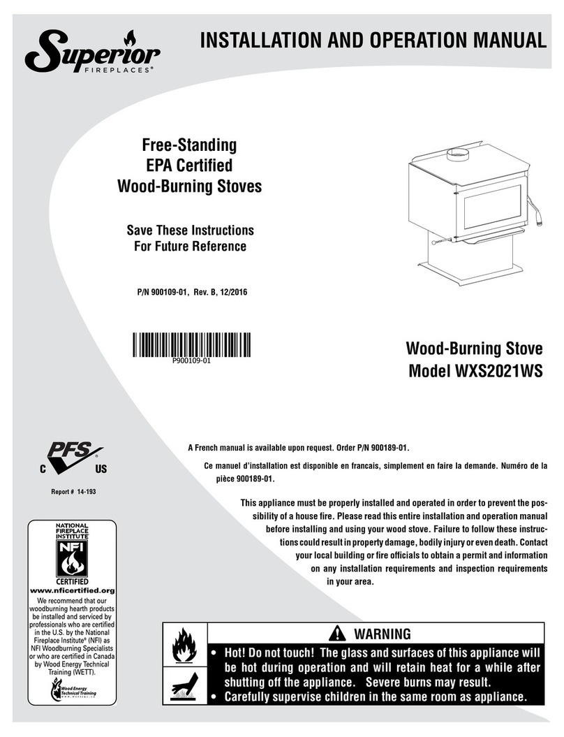 Superior Fireplaces WXS2021WS Installation and operation manual Superior Fireplaces WXS2021WS Installation and operation manual