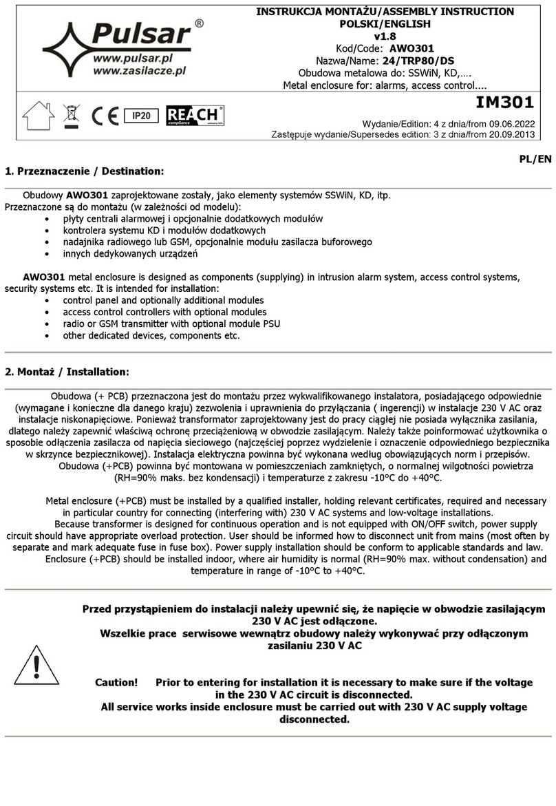 Pulsar 24/TRP80/DS User manual
