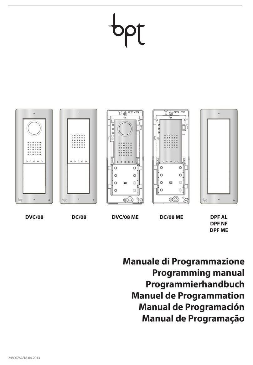 Bpt DVC/08 Programming manual