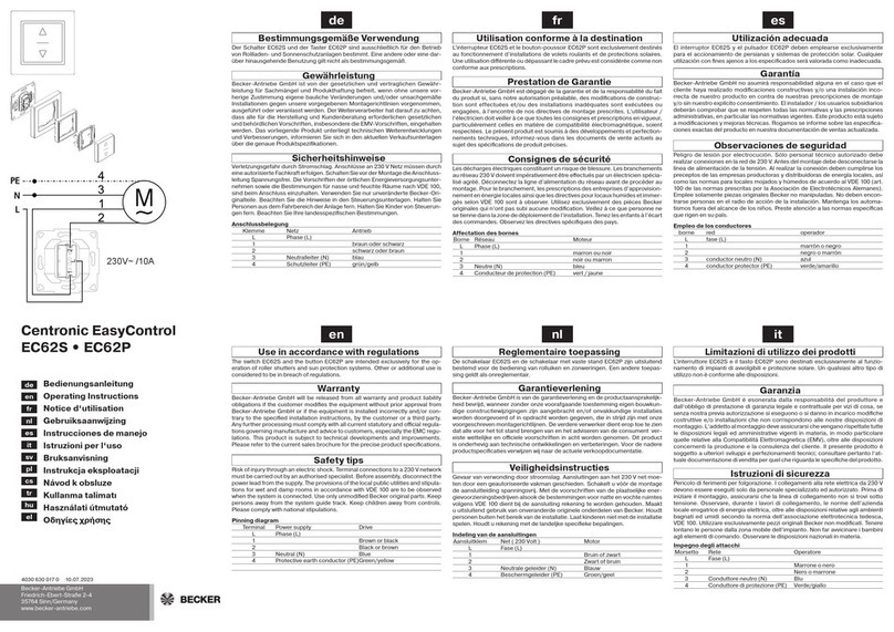 Becker Centronic EasyControl EC62S operating instructions Becker Centronic EasyControl EC62S operating instructions