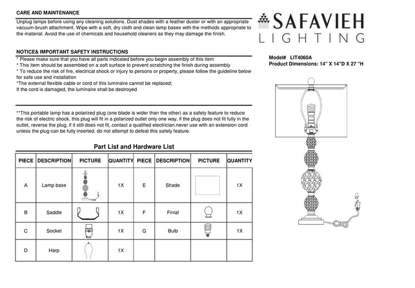 Safavieh Lighting NETTIE MERCURY LIT4060A User manual