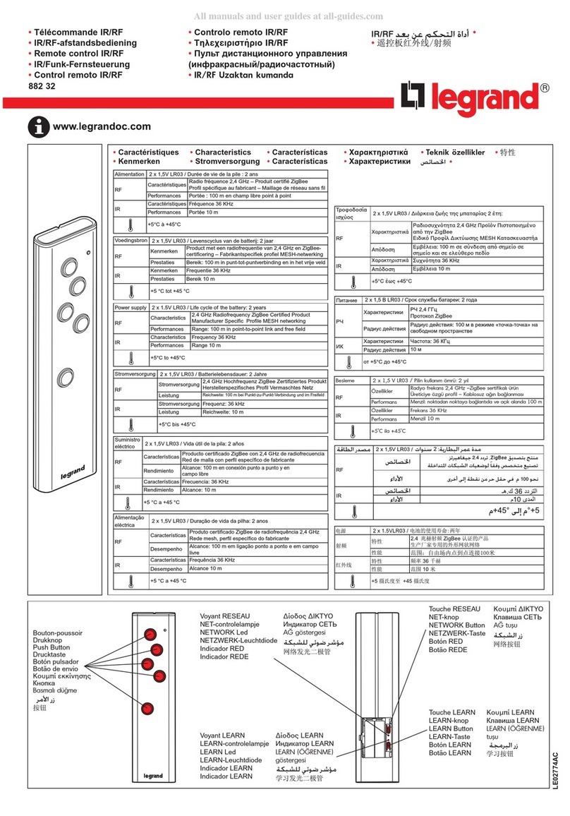 LEGRAND 882 32 quick start guide