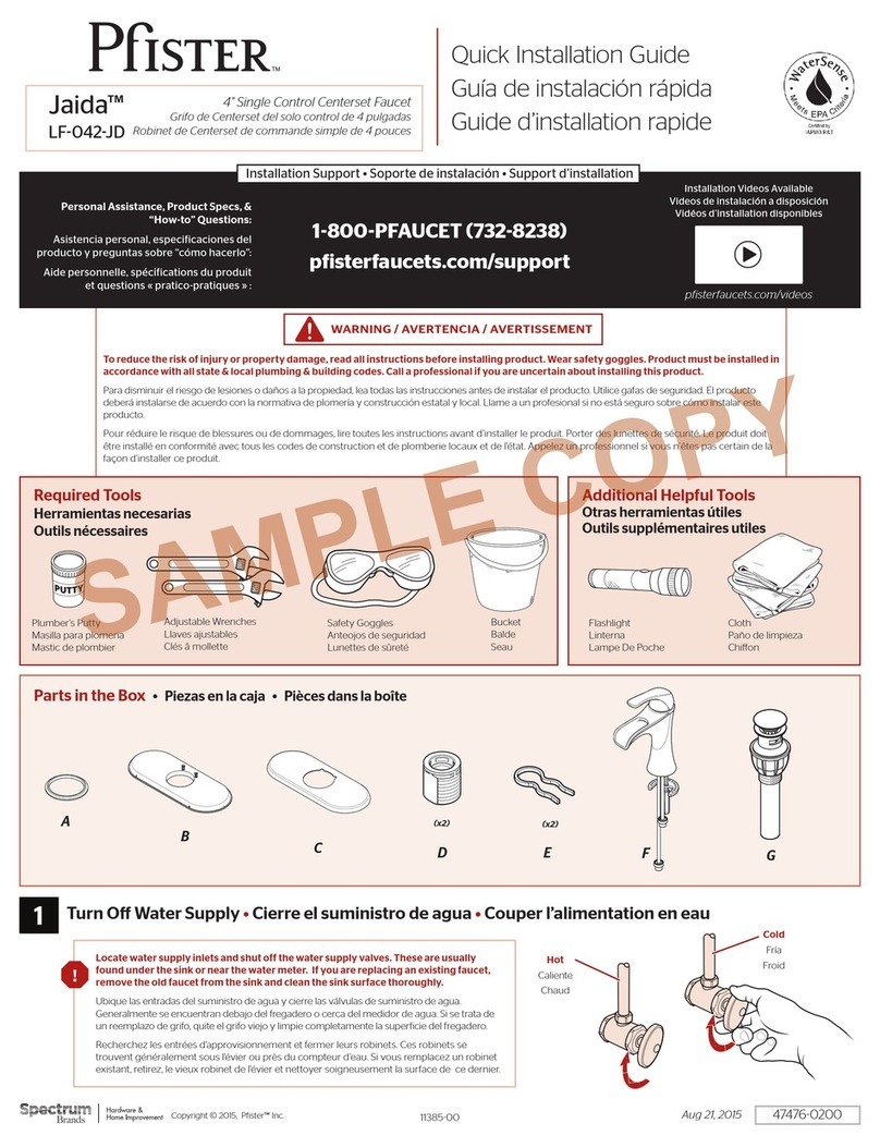 Spectrum Brands Pfister Jaida LF-042-JD Quick installation guide