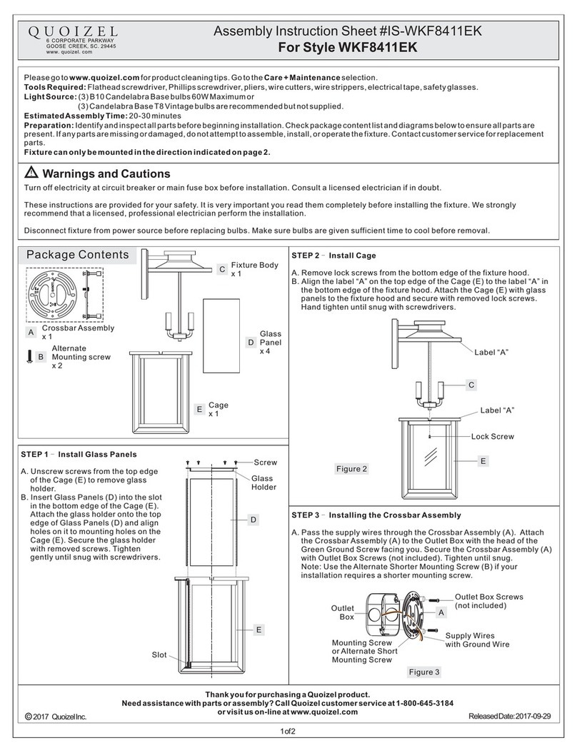 Quoizel WKF8411EK Assembly instruction sheet