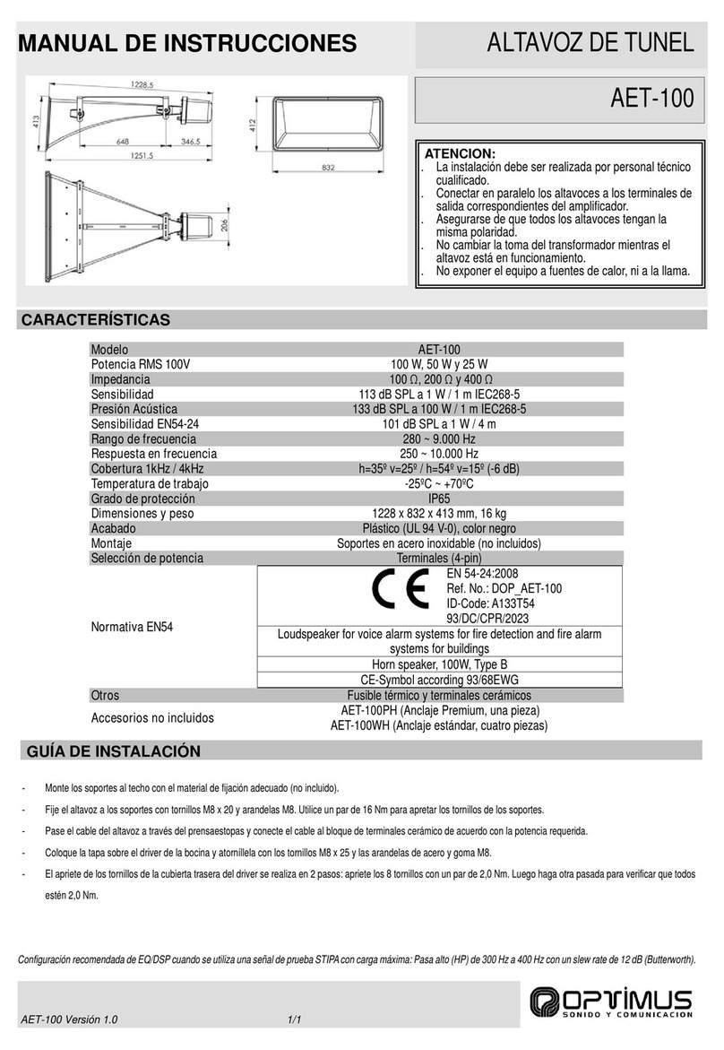 Optimus AET-100 instruction manual