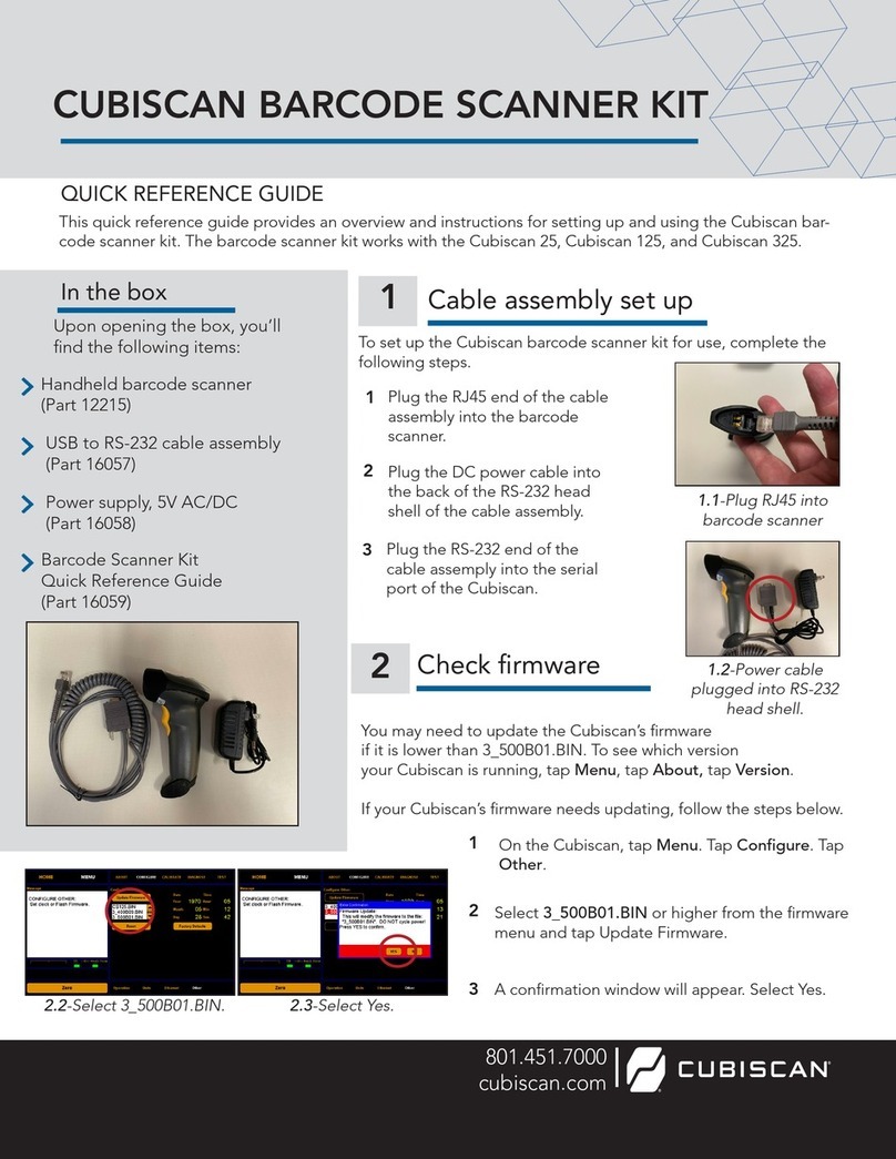 CubiScan 12215 Quick reference guide
