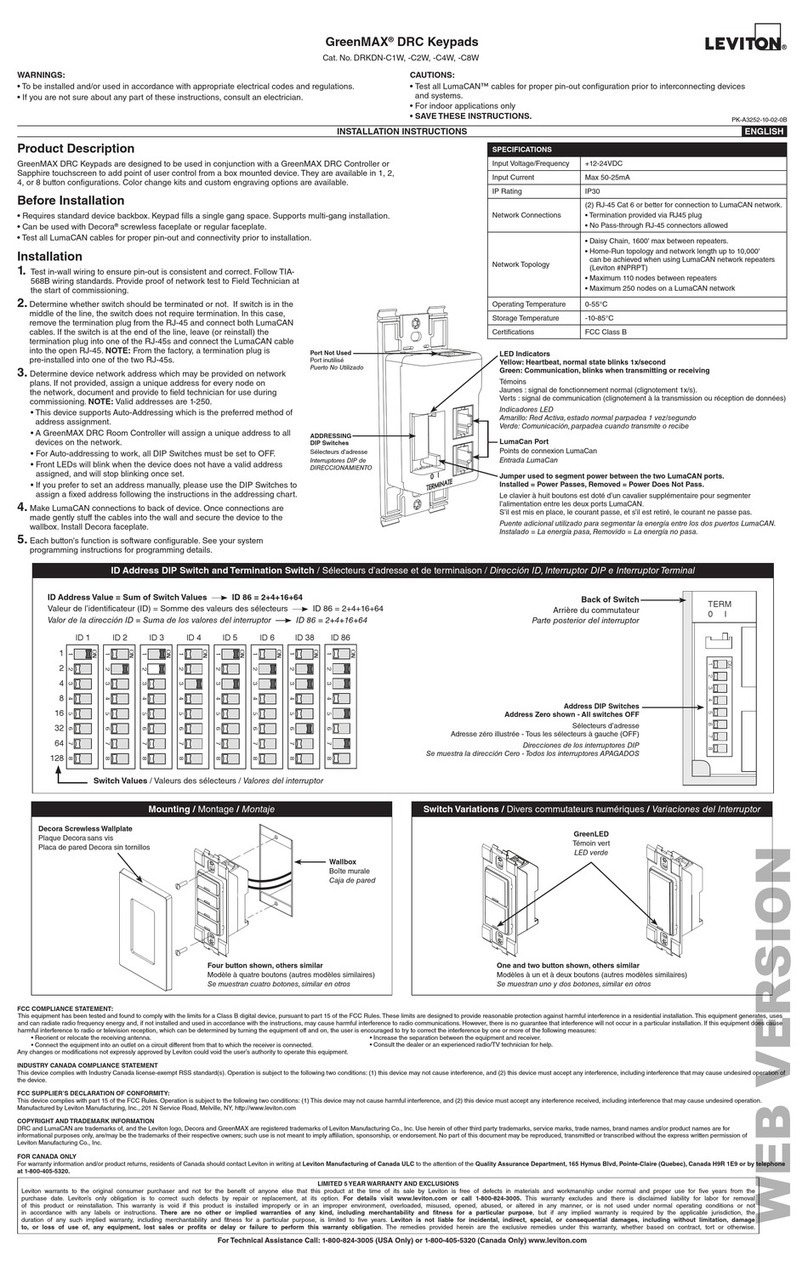 Leviton DRKDN-C1W installation instructions