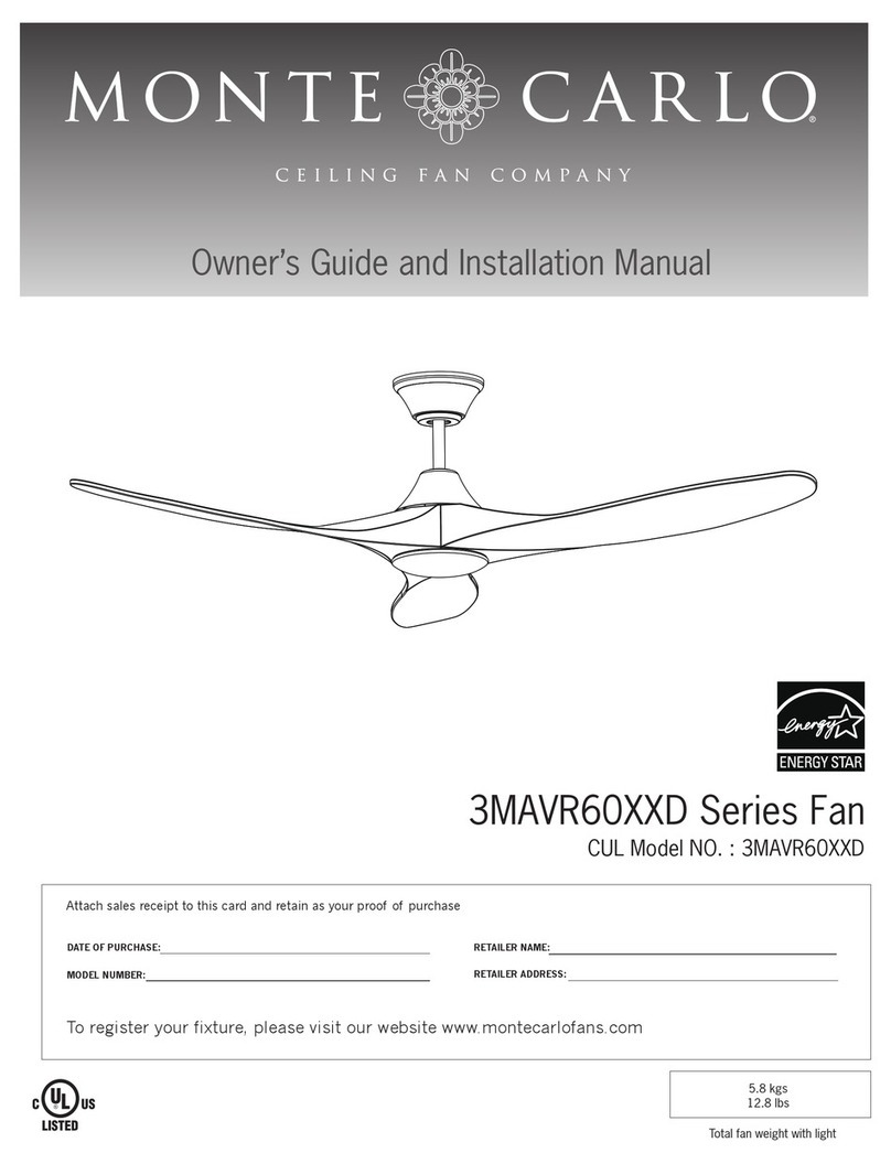 Monte Carlo Fan Company 3MAVR60 D Series Owner's guide and installation manual Monte Carlo Fan Company 3MAVR60 D Series Owner's guide and installation manual