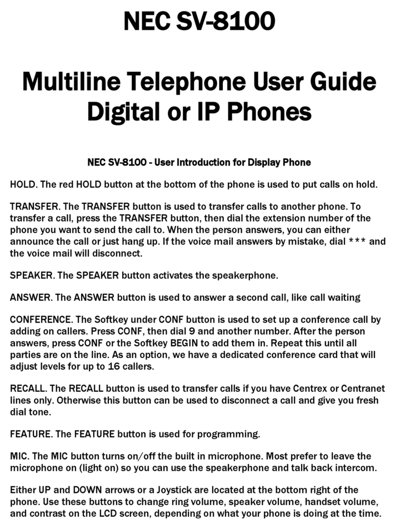 NEC Univerge SV8100 user guide