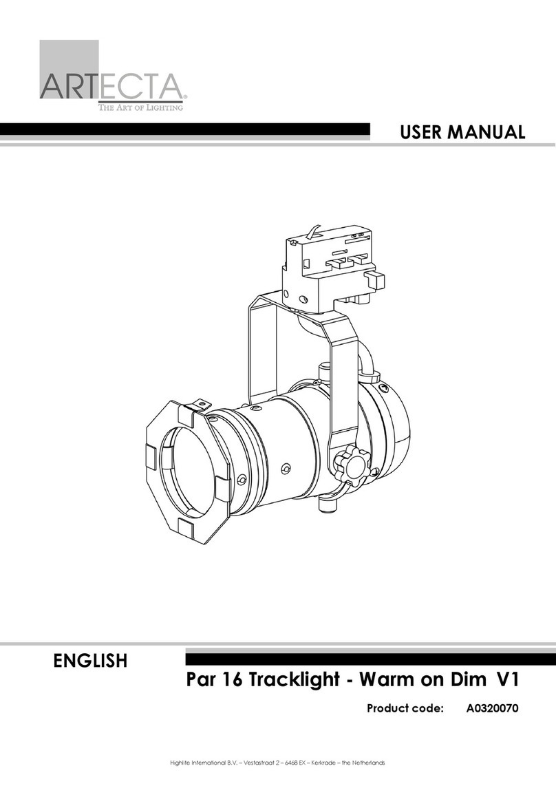 Artecta Par 16 Tracklight Warm on Dim V1 User manual