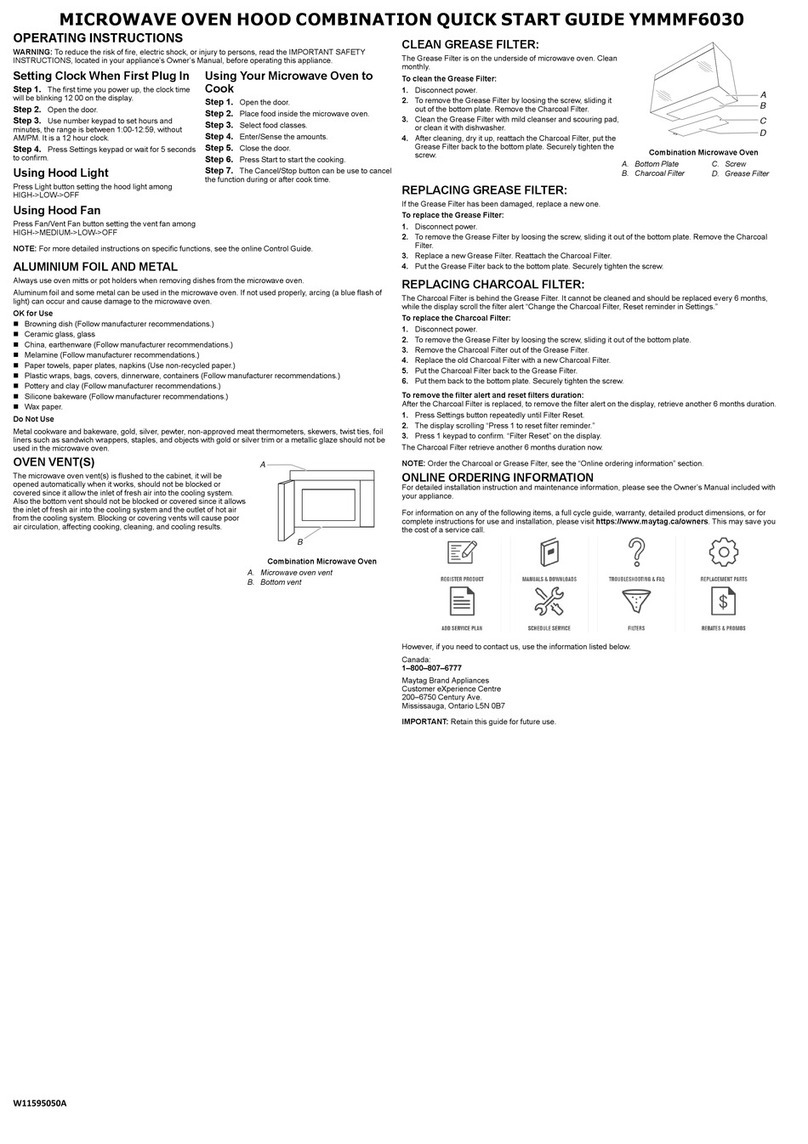 Maytag YMMMF6030 quick start guide