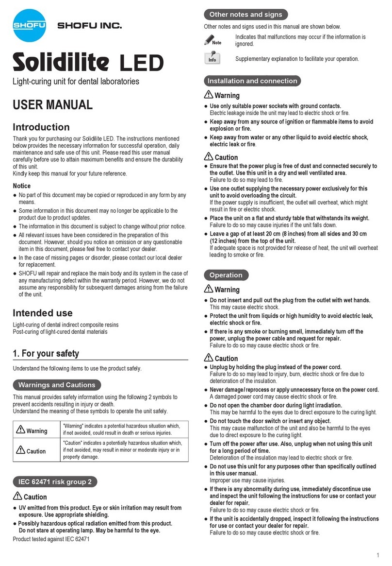 Shofu Solidilite LED user manual Shofu Solidilite LED user manual
