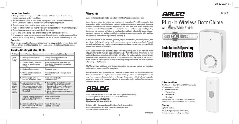 Arlec DC681 Installation & operating instructions