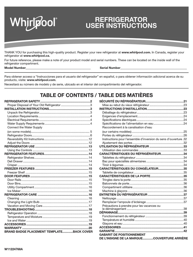 Whirlpool WRT318FZDW06 User manual