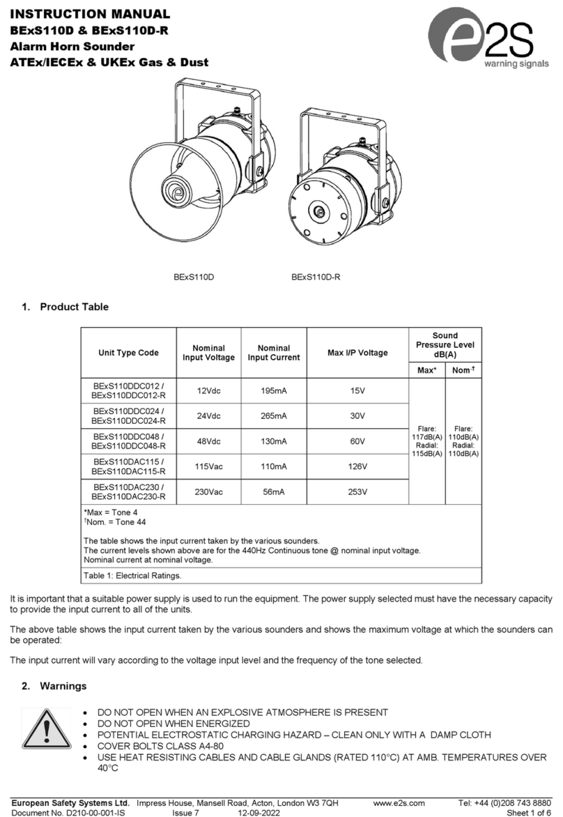 E2S BExS110D instruction manual