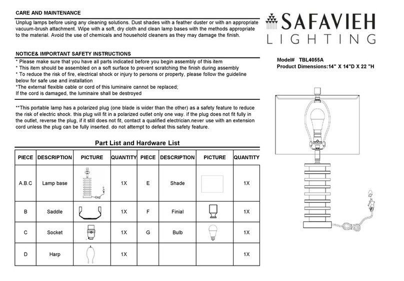 Safavieh Lighting TBL4055A manual Safavieh Lighting TBL4055A manual