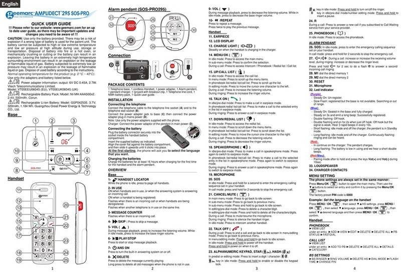 Geemarc VT05EEU06045 Quick user guide