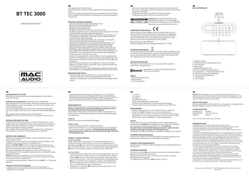 MAC Audio BT TEC 3000 owner's manual