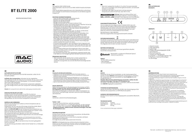 MAC Audio BT ELITE 2000 owner's manual