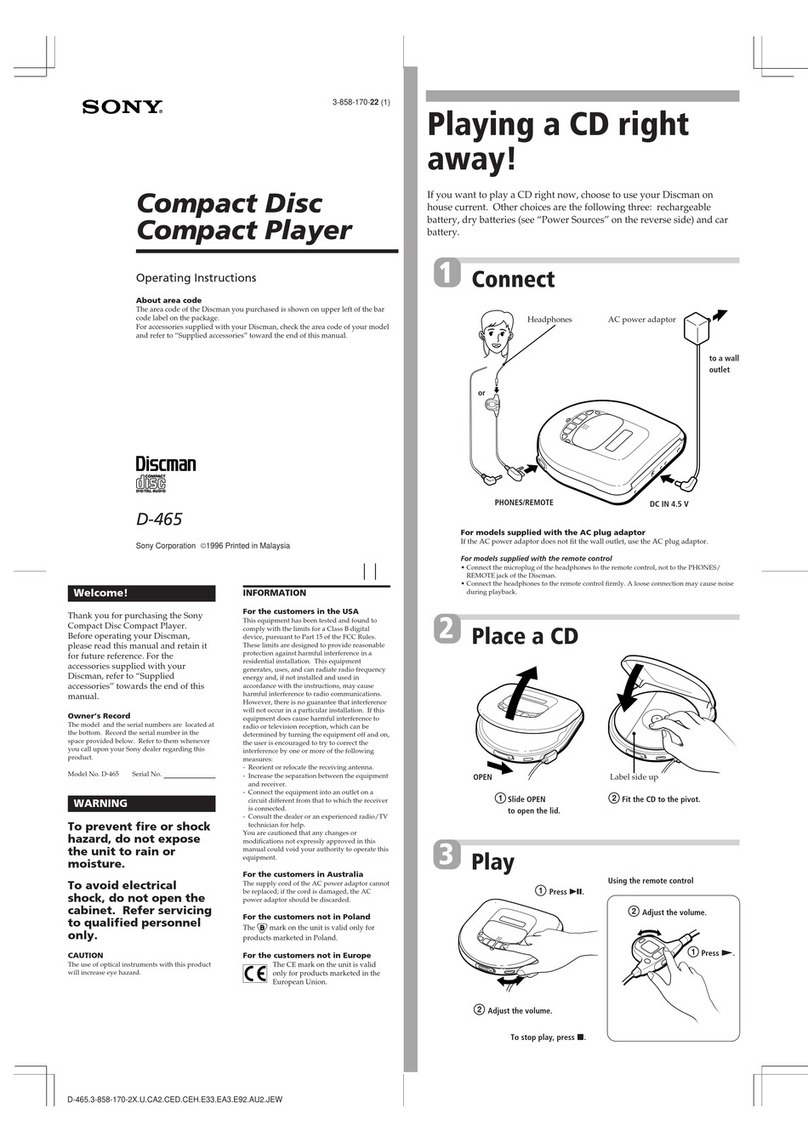 Sony Discman D-465 User manual