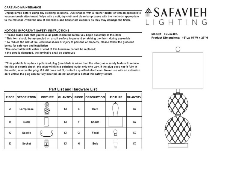 Safavieh Lighting TBL4049A User manual