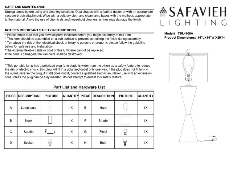 Safavieh Lighting TBL4108A User manual