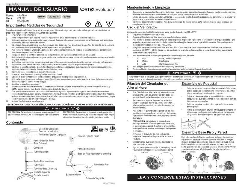 Vortex Evolution CPV-TR10 instruction manual