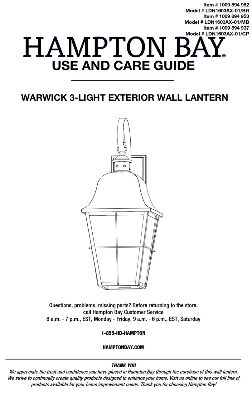 HAMPTON BAY WARWICK LDN1603AX-01/BR Use and care guide