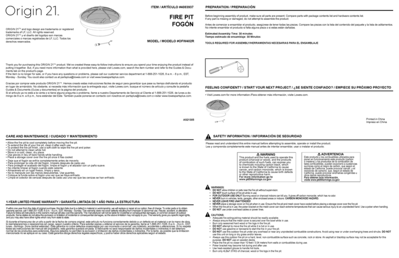 Origin 21 OFW402R User manual