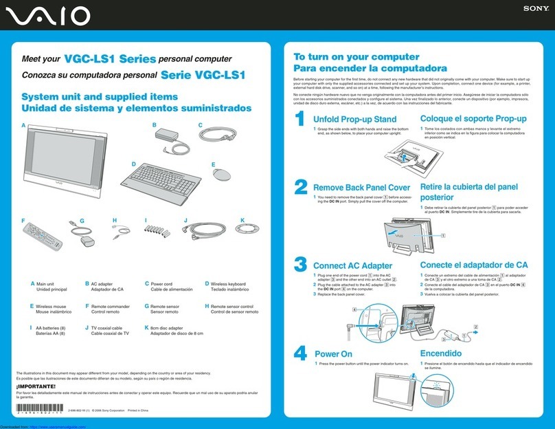 Sony VGC-LS1 - Vaio All-in-one Desktop Computer User manual