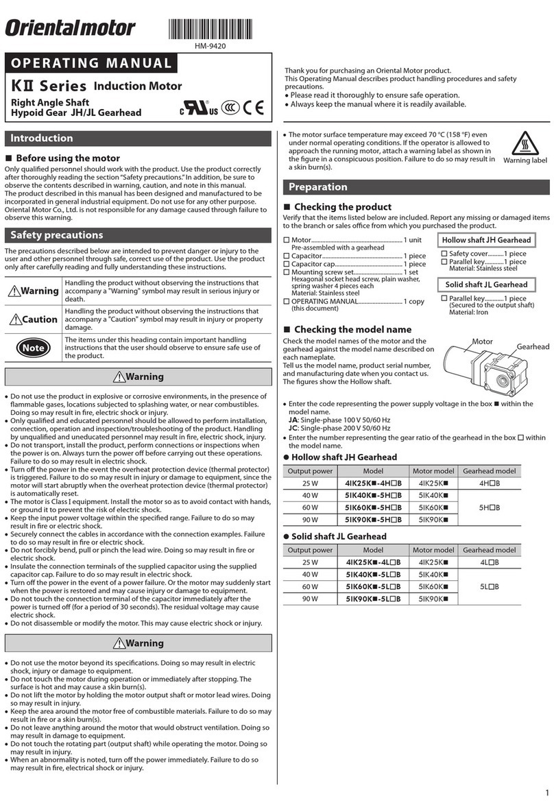Oriental motor K II Series operating manual