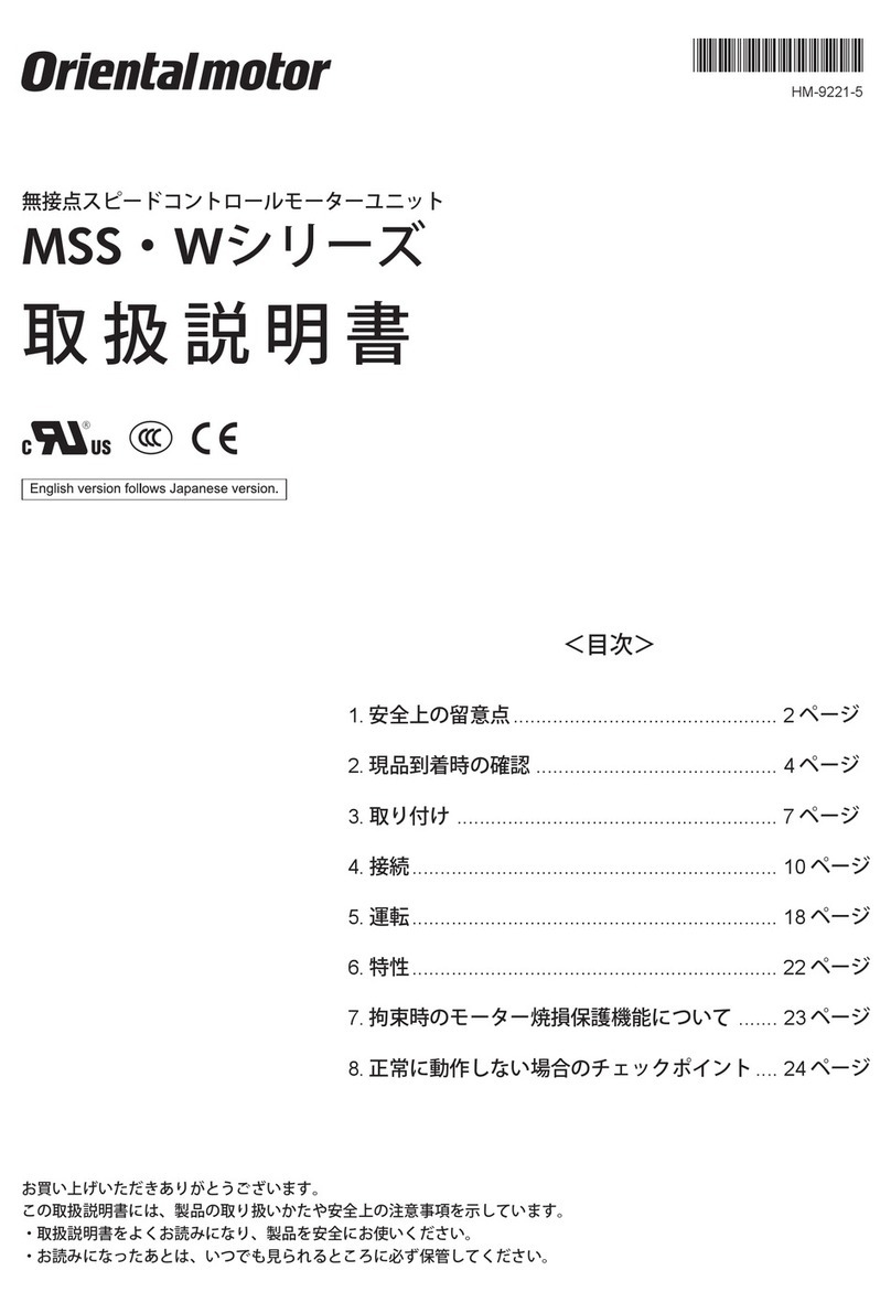 Oriental motor MSS W Series operating manual