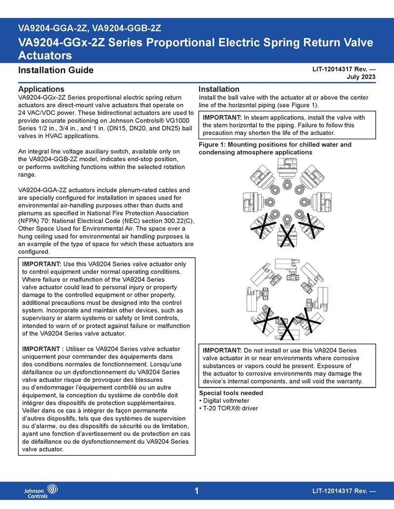 Johnson Controls VA9204-GG-2Z Series User manual Johnson Controls VA9204-GG-2Z Series User manual