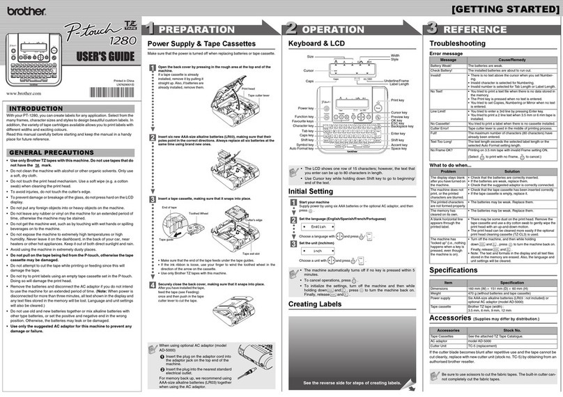 Brother P-touch 1280 User manual