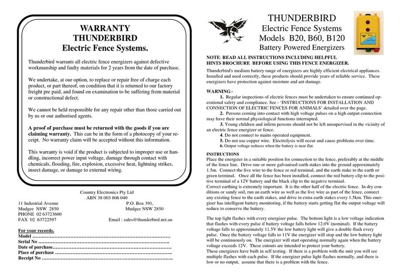 Thunderbird B20 instructions