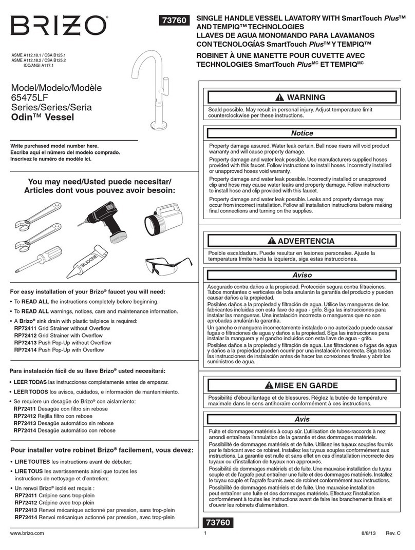 Brizo Odin Vessel 65475LF Series User manual