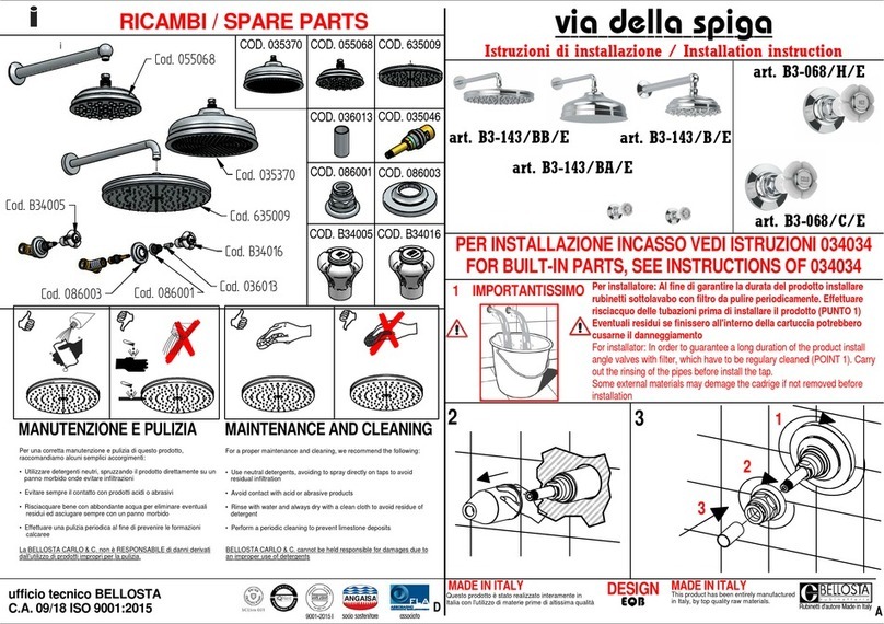 BELLOSTA via della spiga B3-068/H/E installation instructions