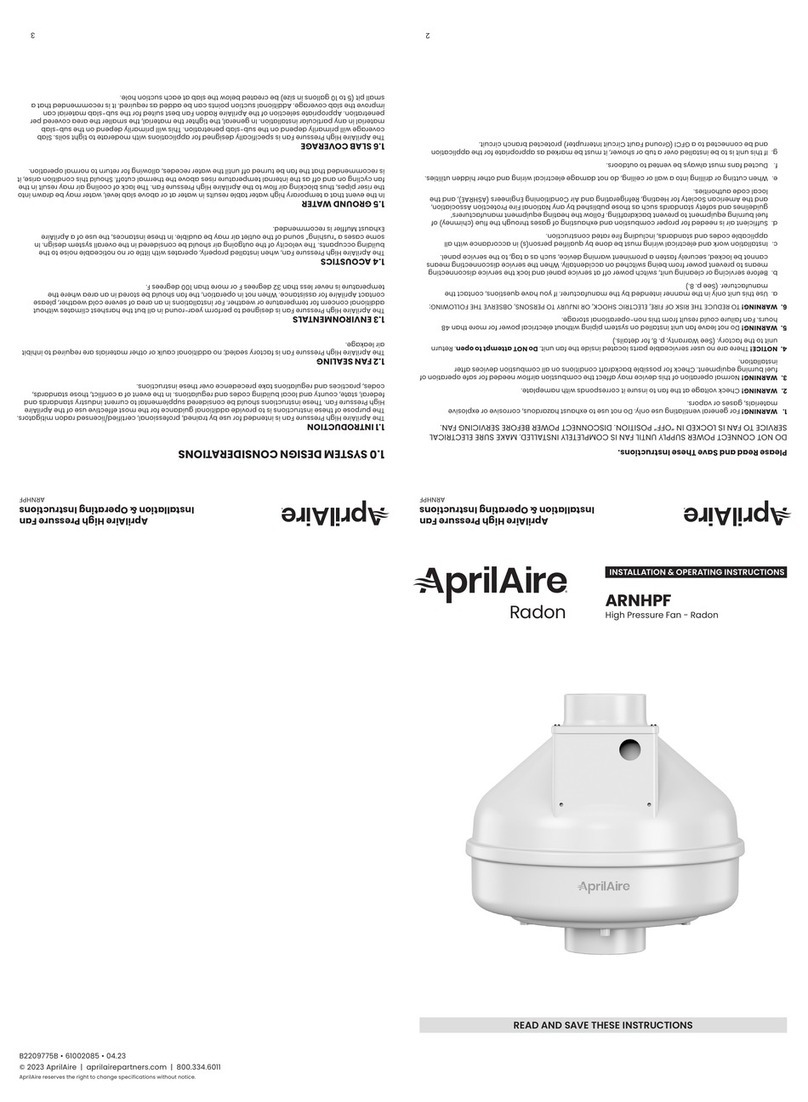 Aprilaire ARNHPF Installation & operating instructions Aprilaire ARNHPF Installation & operating instructions