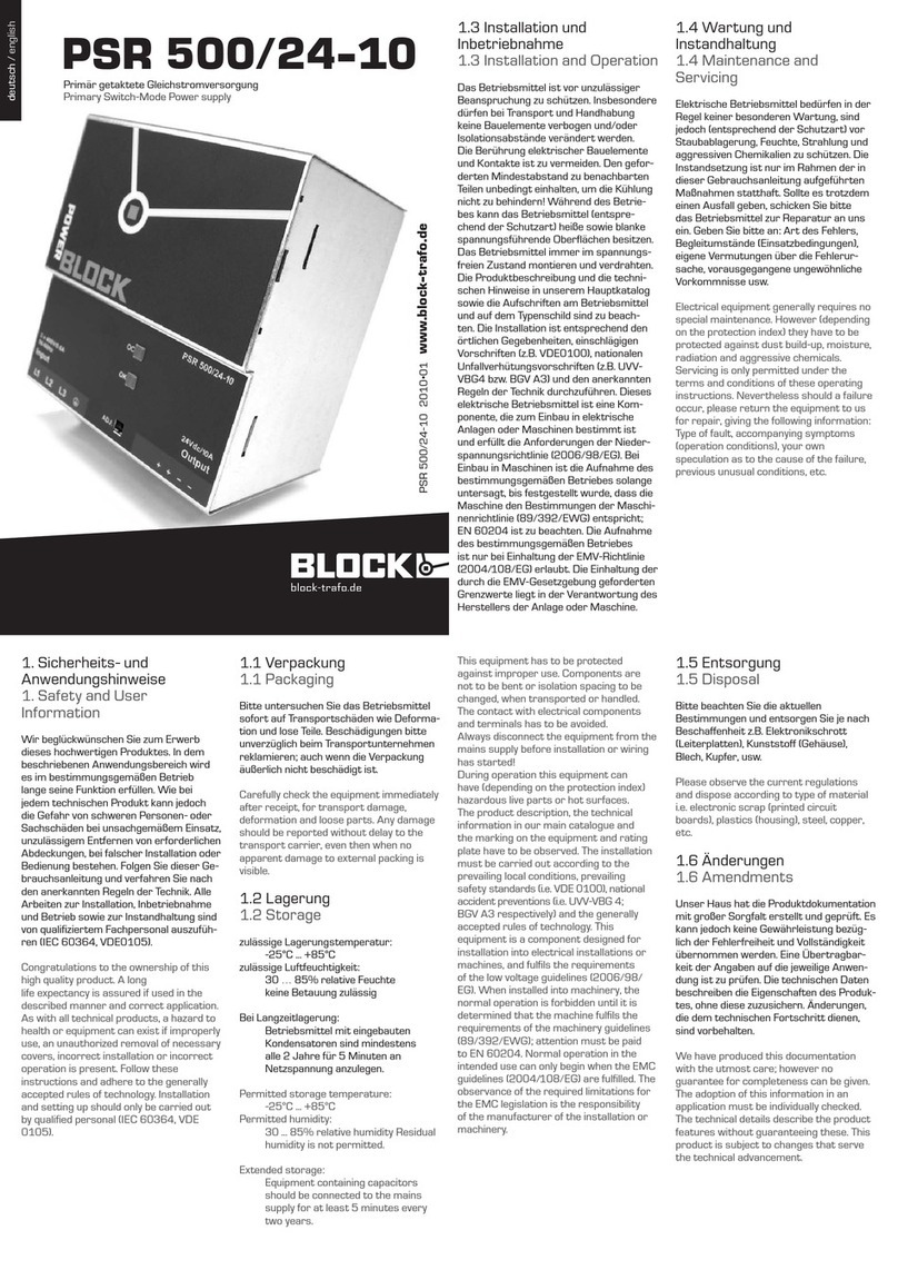 Block PSR 500/24-10 quick start guide