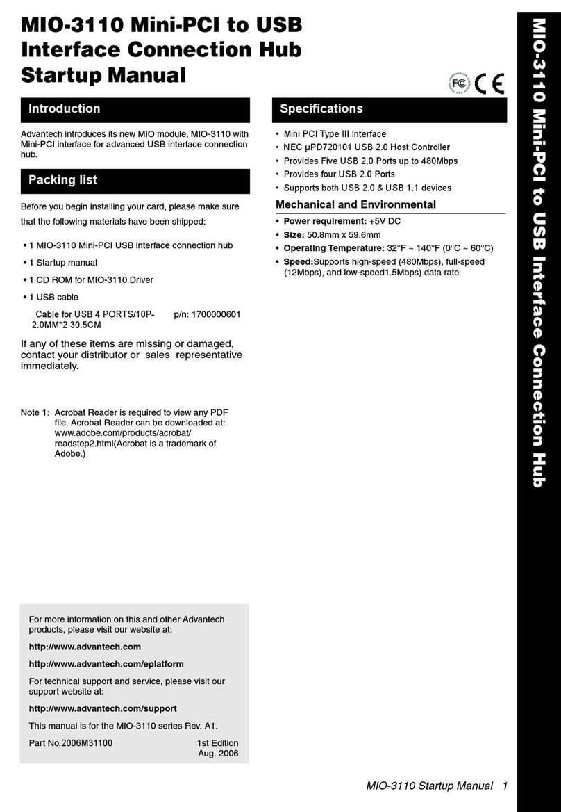 Advantech MIO-3110 Installation and operation manual Advantech MIO-3110 Installation and operation manual
