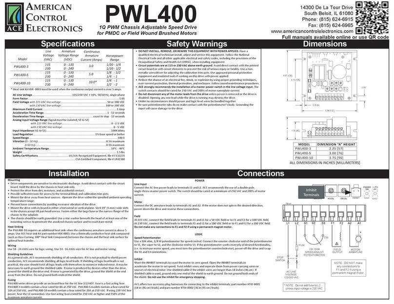 American Control Electronics PWL400 Series manual