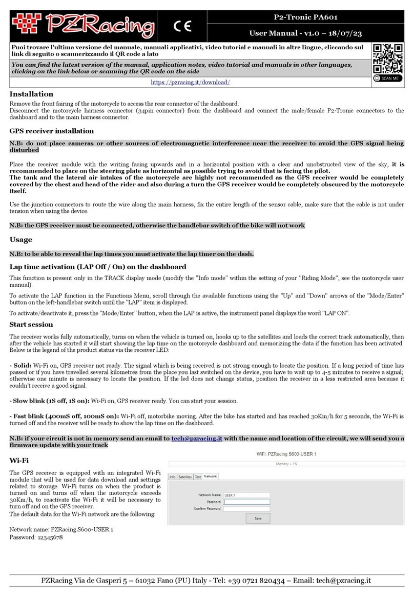 PZRacing P2-Tronic PA601 user manual
