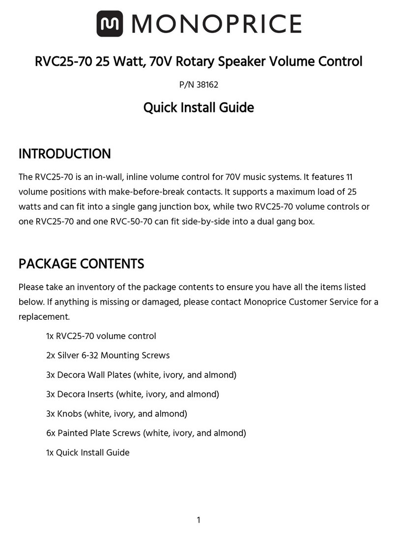 Monoprice RVC25-70 Quick install guide