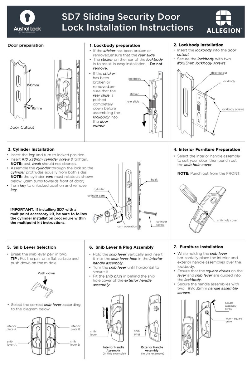 Allegion GAINSBOROUGH Austral Lock SD7 installation instructions