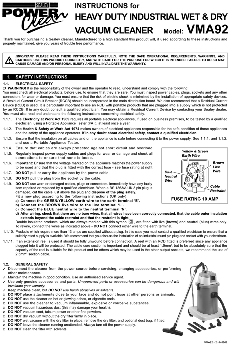 Sealey Power Clean VMA92 User manual
