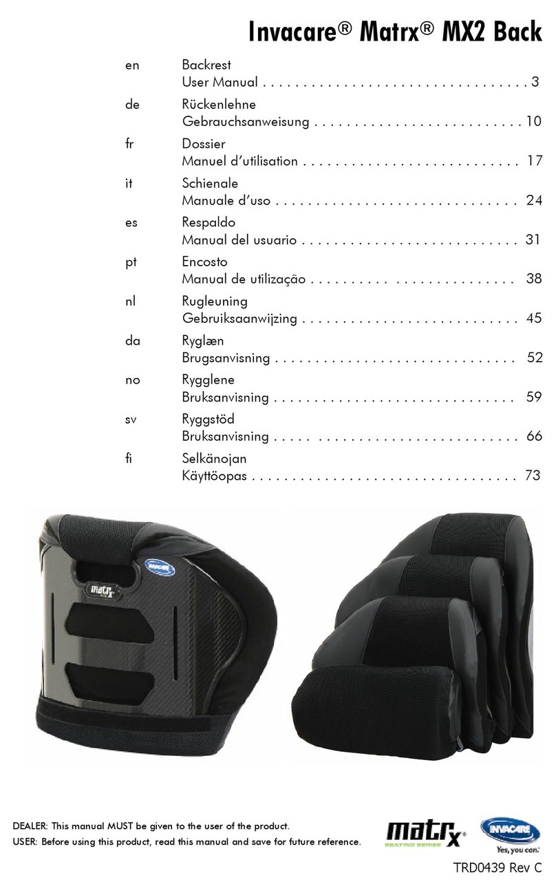 Motion Concepts Invacare Matrx MX2 Back User manual