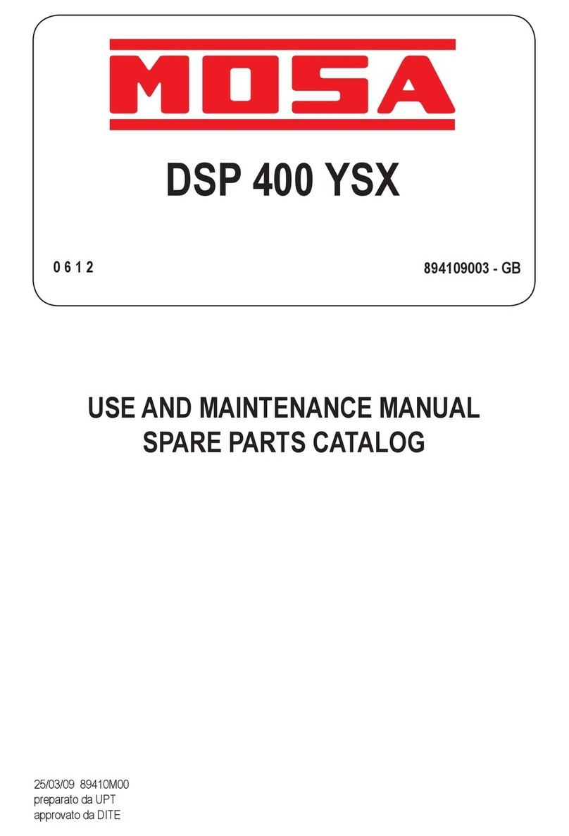 Mosa DSP 400 YSX Use and maintenance manual, spare parts catalog